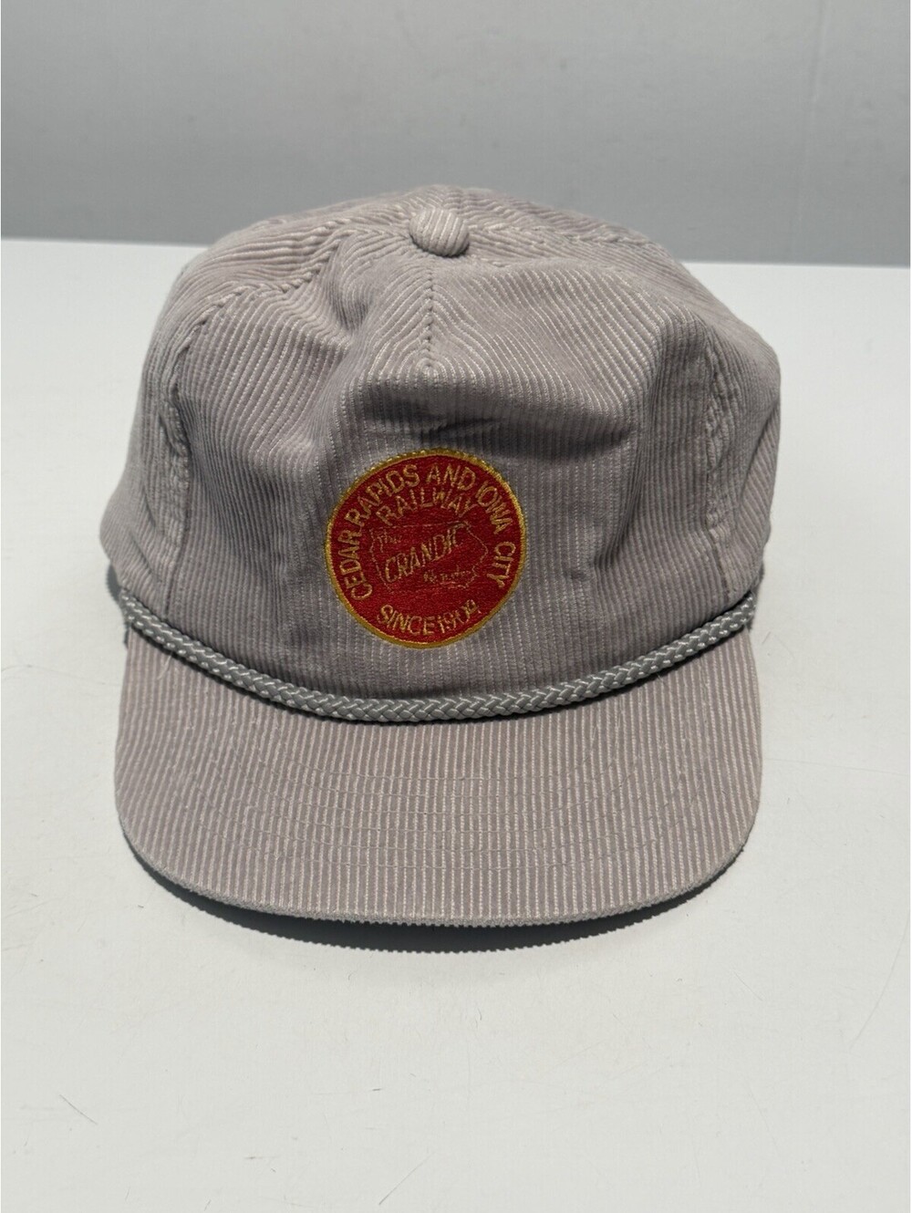 Mens Yupoong Corduroy Hat SnapBack One Size Gray Cedar Rapids And Iowa City